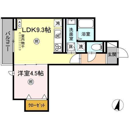 D-RESIDENCE明治中央(1LDK/1階)の間取り写真