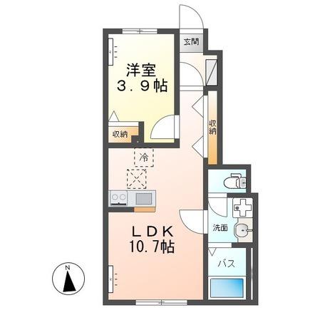 VERSEAU(1LDK/1階)の間取り写真