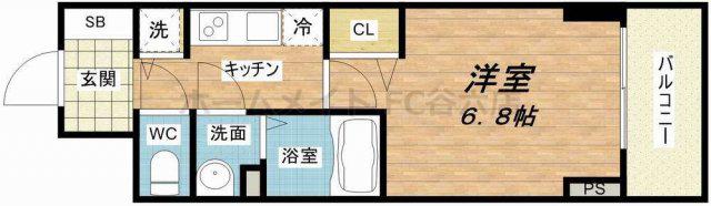 プレサンス堺筋本町駅前シェル(1K/2階)の間取り写真