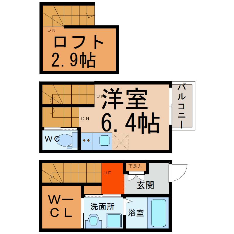ALAISE高畑(1K/1階)の間取り写真