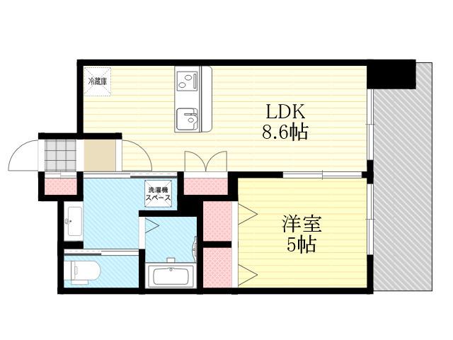 LUXE新大阪1(1DK/2階)の間取り写真