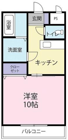 ブライト古川(1DK/1階)の間取り写真