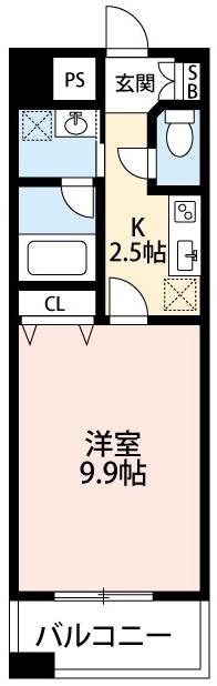 カーサビアンカ東岡崎(1K/4階)の間取り写真