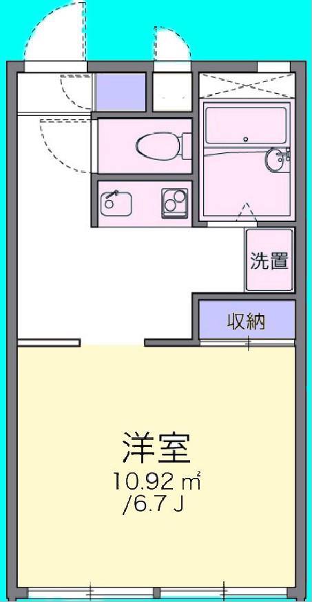FUKONO弐番館(1K/1階)の間取り写真