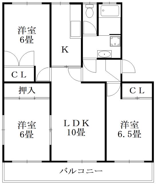 末広レインボーハイツ(3LDK/3階)の間取り写真