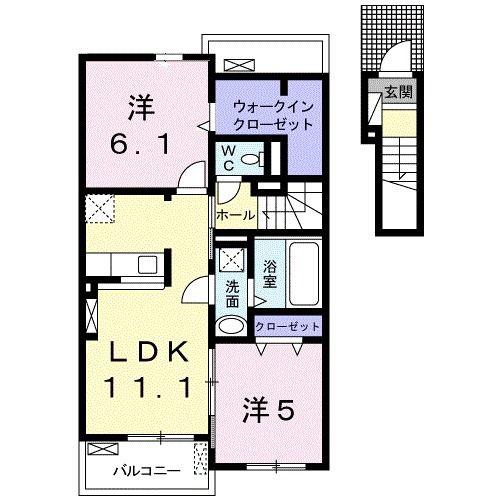 カレントM(2LDK/2階)の間取り写真