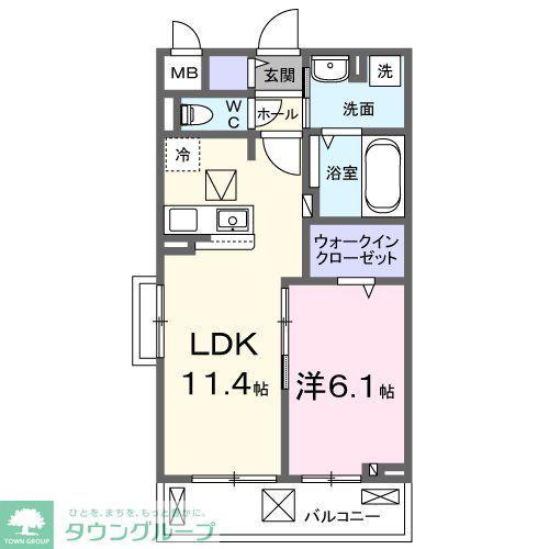 ランドブルーム(1LDK/1階)の間取り写真