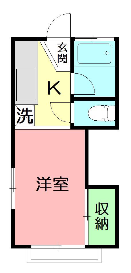 サニーヒル(1K/2階)の間取り写真