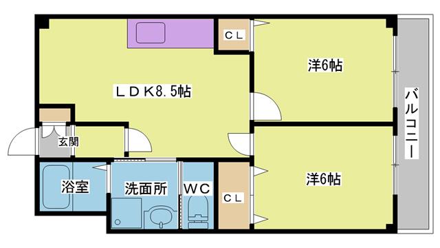 メゾン南山(2LDK/4階)の間取り写真