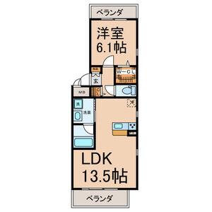 グレーシア上前津(1LDK/2階)の間取り写真