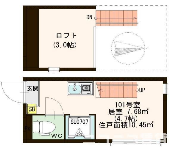 CLAVEL(ワンルーム/1階)の間取り写真