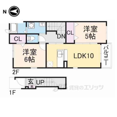 ワイズハウス(2LDK/2階)の間取り写真