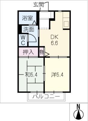 サンシャインK(2DK/1階)の間取り写真