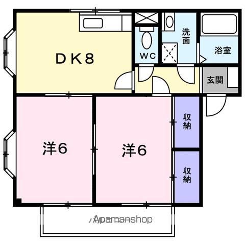 ヴィラマリン C(2DK/2階)の間取り写真