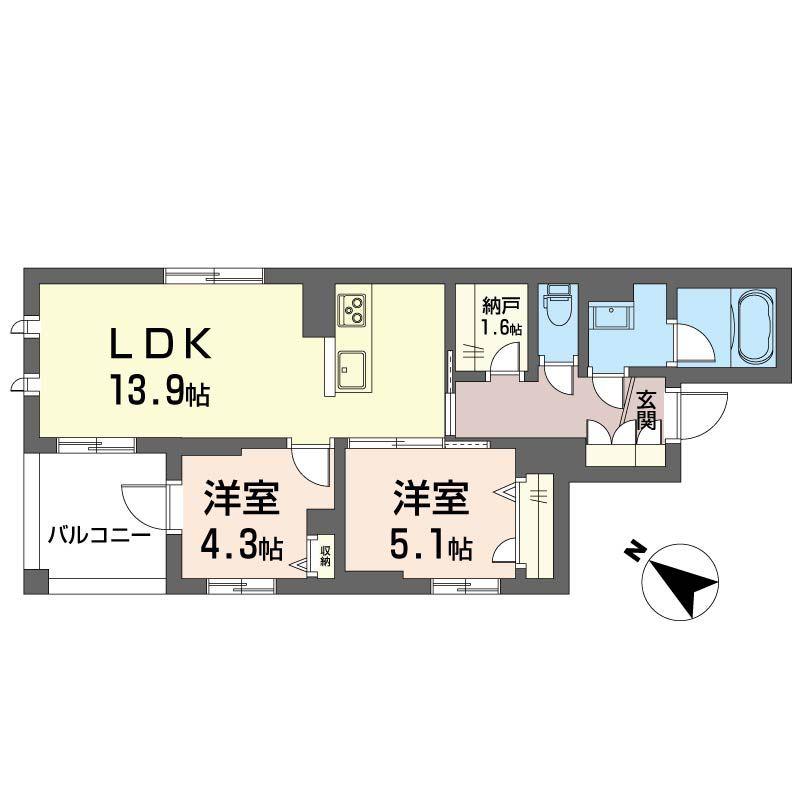 COURT ZOSHIGAYA(2SLDK/3階)の間取り写真