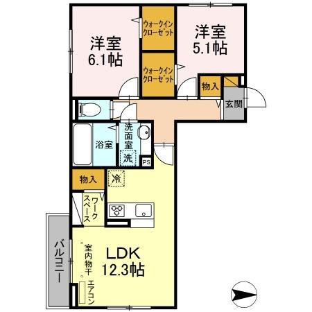 ハイピクチャー E棟(2LDK/3階)の間取り写真
