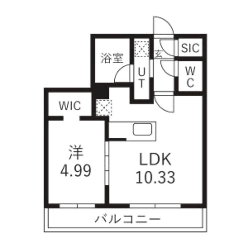 GA-二十四軒3-3MS A棟(1LDK/2階)の間取り写真
