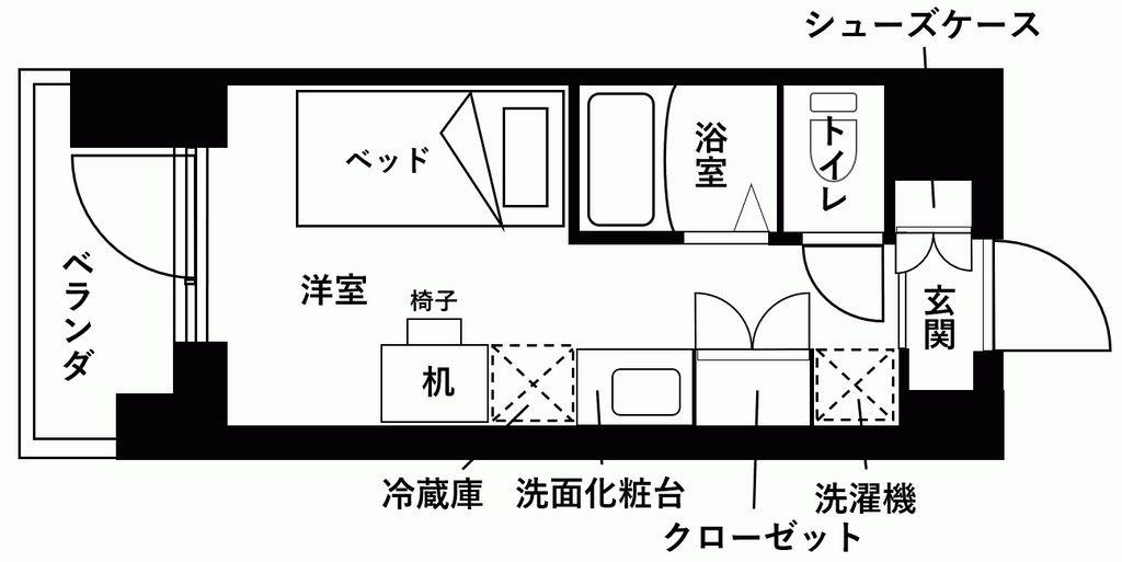 ウエリスアイビー世田谷仙川(ワンルーム/4階)の間取り写真