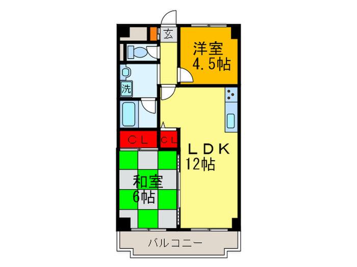 SIハイツ大阪(2LDK/6階)の間取り写真