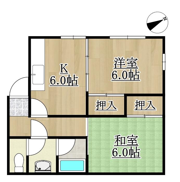 タチバナハイツ2(2K/2階)の間取り写真
