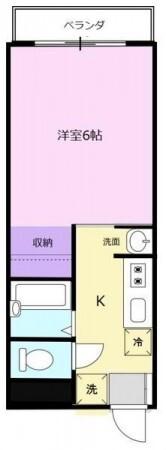 フィオーレ布瀬(ワンルーム/2階)の間取り写真