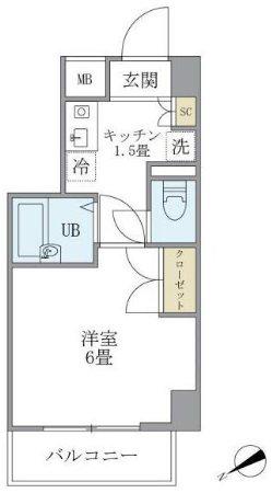 KDXレジデンス横浜関内(1K/8階)の間取り写真