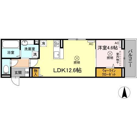 ベイ ブランシェ奥田(1LDK/1階)の間取り写真