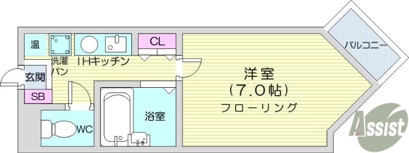 コスモハイツ小田原(1K/3階)の間取り写真