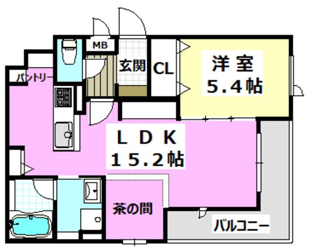 シャーメゾン トトローズ(1LDK/2階)の間取り写真
