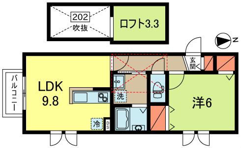 エレガントガーデン(1LDK/2階)の間取り写真