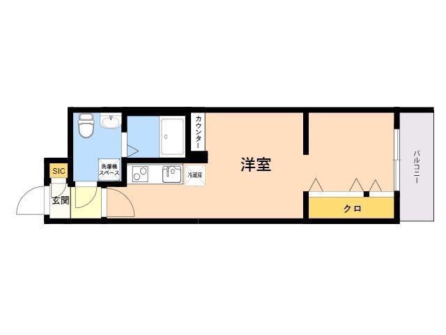QUADOR藤崎(ワンルーム/1階)の間取り写真