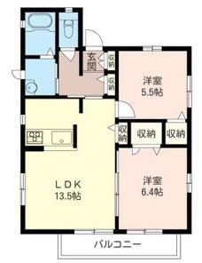 ボヌール本郷台(2LDK/2階)の間取り写真