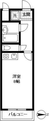ポンデロッサ鶴見Ⅱ(ワンルーム/3階)の間取り写真
