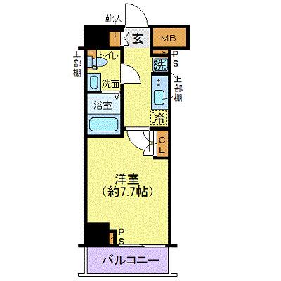 ジェノヴィア東日本橋駅前グリーンヴェール(1K/6階)の間取り写真