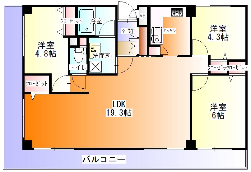 グリーンコート海老名(3LDK/10階)の間取り写真