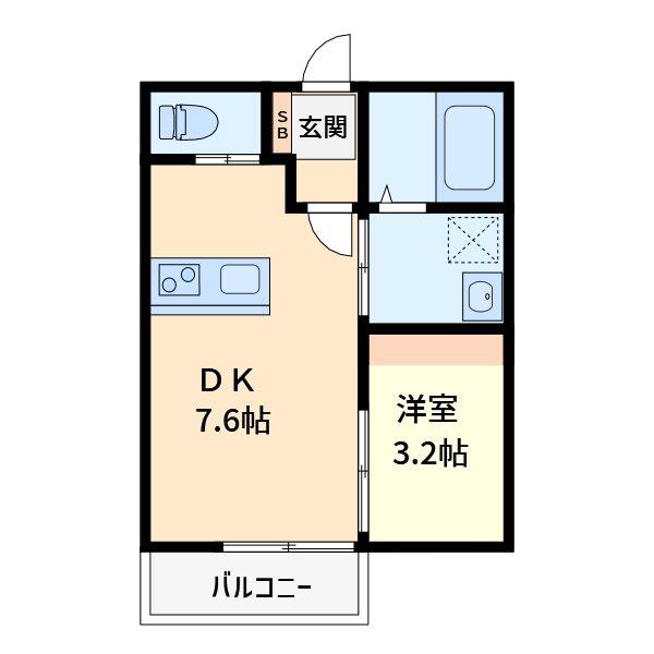 プランドール上落合(1DK/2階)の間取り写真