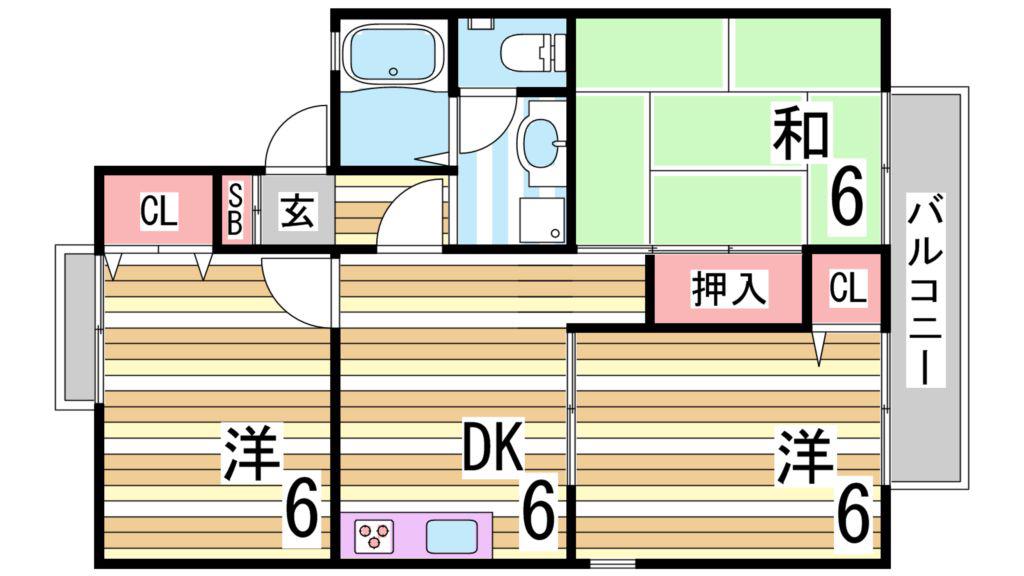 アベニール22(3DK/2階)の間取り写真