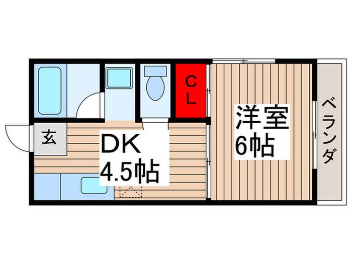 サニーハイツ(1DK/2階)の間取り写真