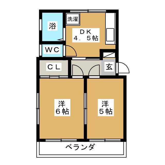 茜ハイム(2DK/3階)の間取り写真