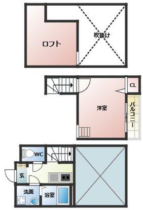 CASA DEL SOL(1K/2階)の間取り写真
