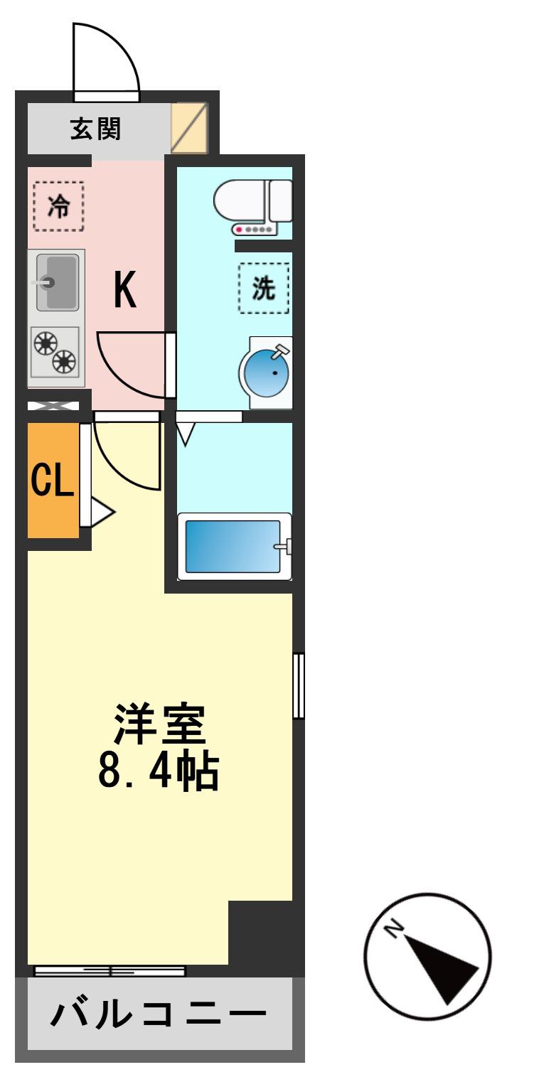 GENOVIA瑞江(1K/1階)の間取り写真