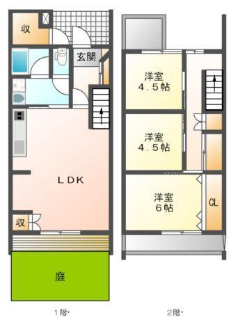 クレル後楽園(3LDK/1階)の間取り写真