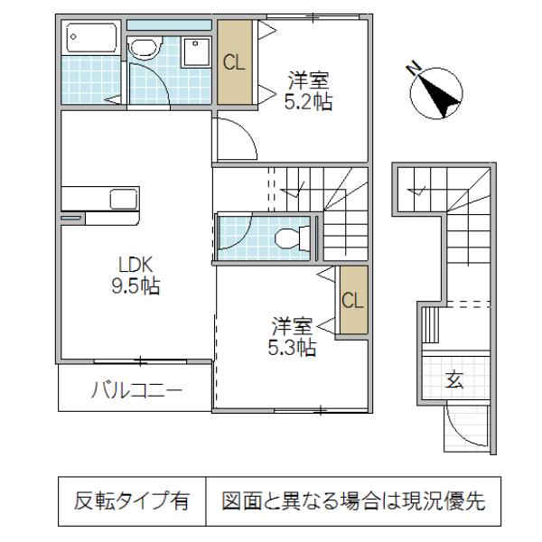 T-FLAT B(2LDK/2階)の間取り写真