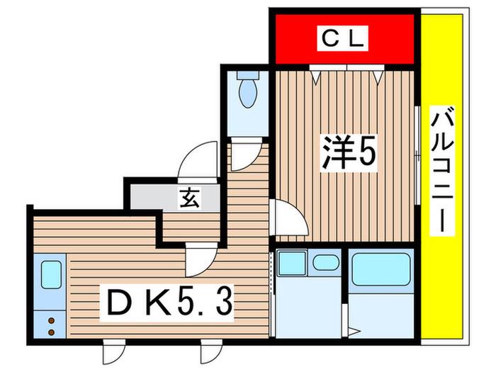 ヴォルベール(1DK/2階)の間取り写真