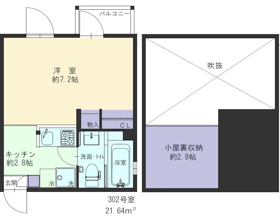 夢添加ハウス赤塚(1K/3階)の間取り写真