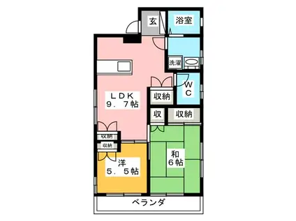 村上中田ハイツ(2DK/1階)の間取り写真