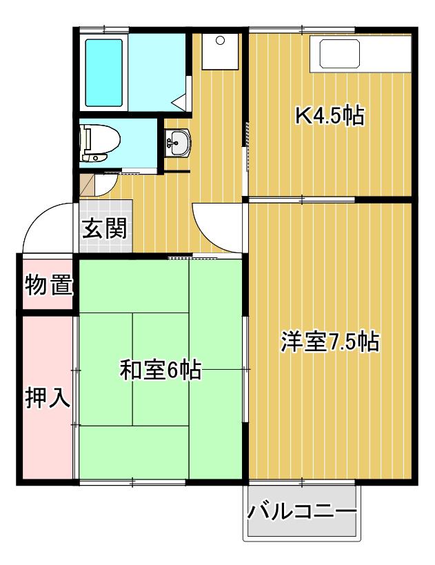 サンフラワー(2K/1階)の間取り写真