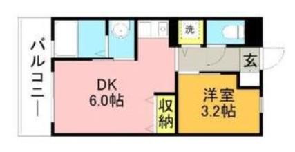 リード桜坂(1DK/2階)の間取り写真