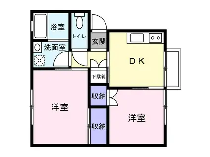 中央町レジデンス(2DK/1階)の間取り写真