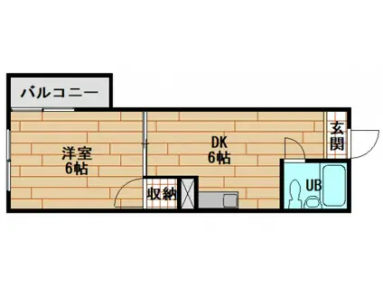 コーポ安留(1DK/3階)の間取り写真
